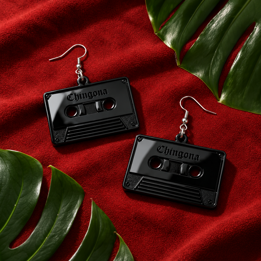 "Chingona" Boombox - Black Acrylic - Earrings