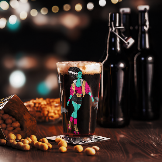 Roller Blade Bride - Shaker pint glass